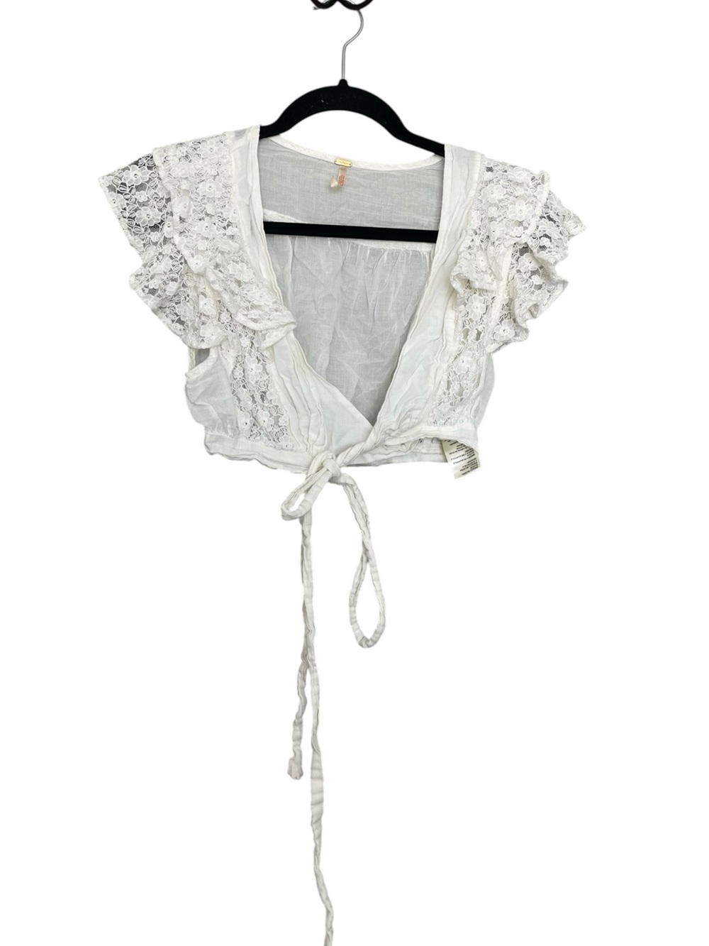 Free People White Tie-Front Crop Top
